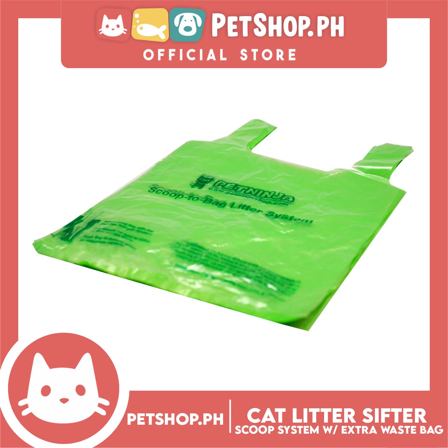 Cat Litter Sifter Scoop System with Extra Waste Bags - Quick Easy Sift Sand Pet Shovel Cleaning Tool