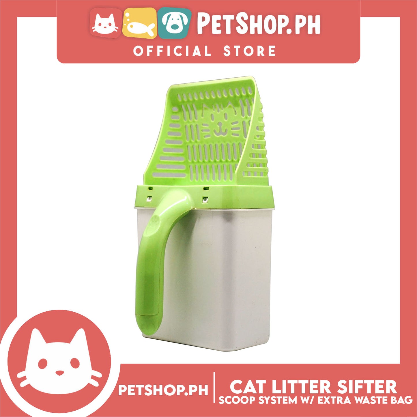 Cat Litter Sifter Scoop System with Extra Waste Bags - Quick Easy Sift Sand Pet Shovel Cleaning Tool