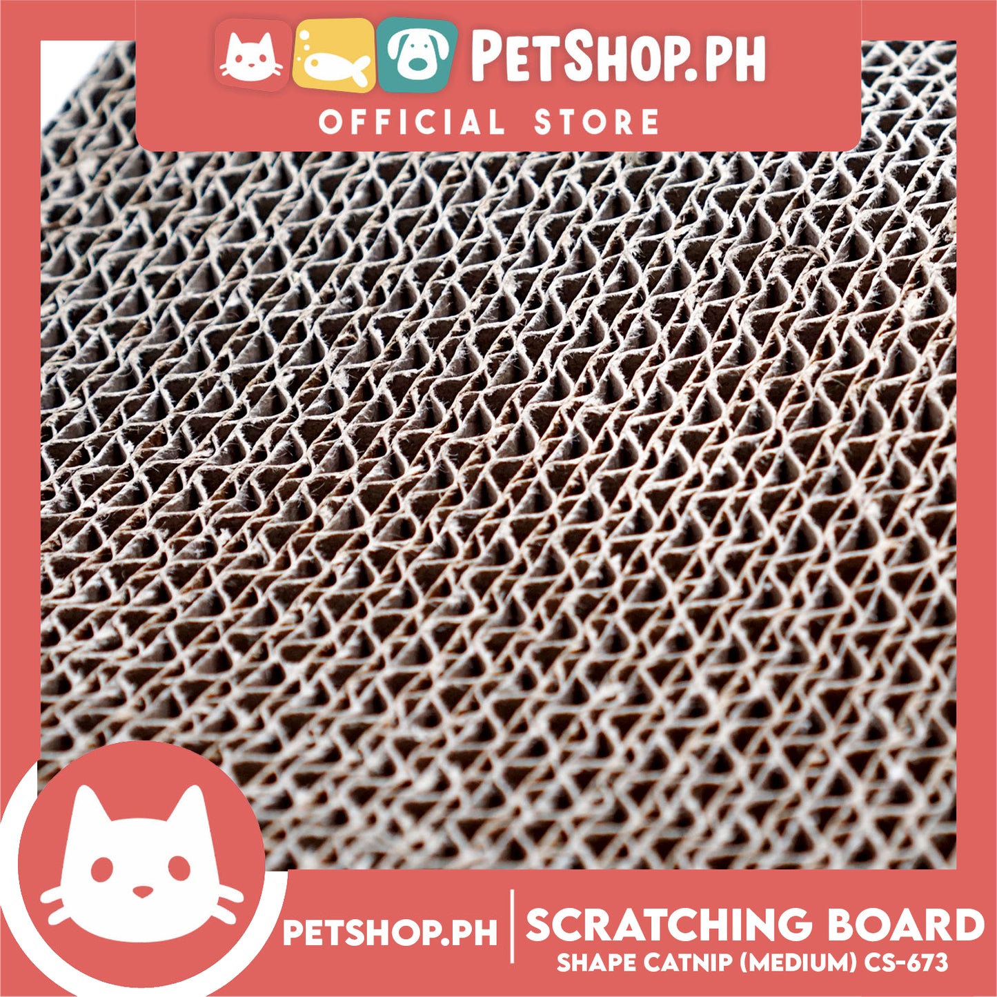 Pet Cat Scratching Board Corrugated Cardboard Pad W Shape with Catnip (Medium) CS-673