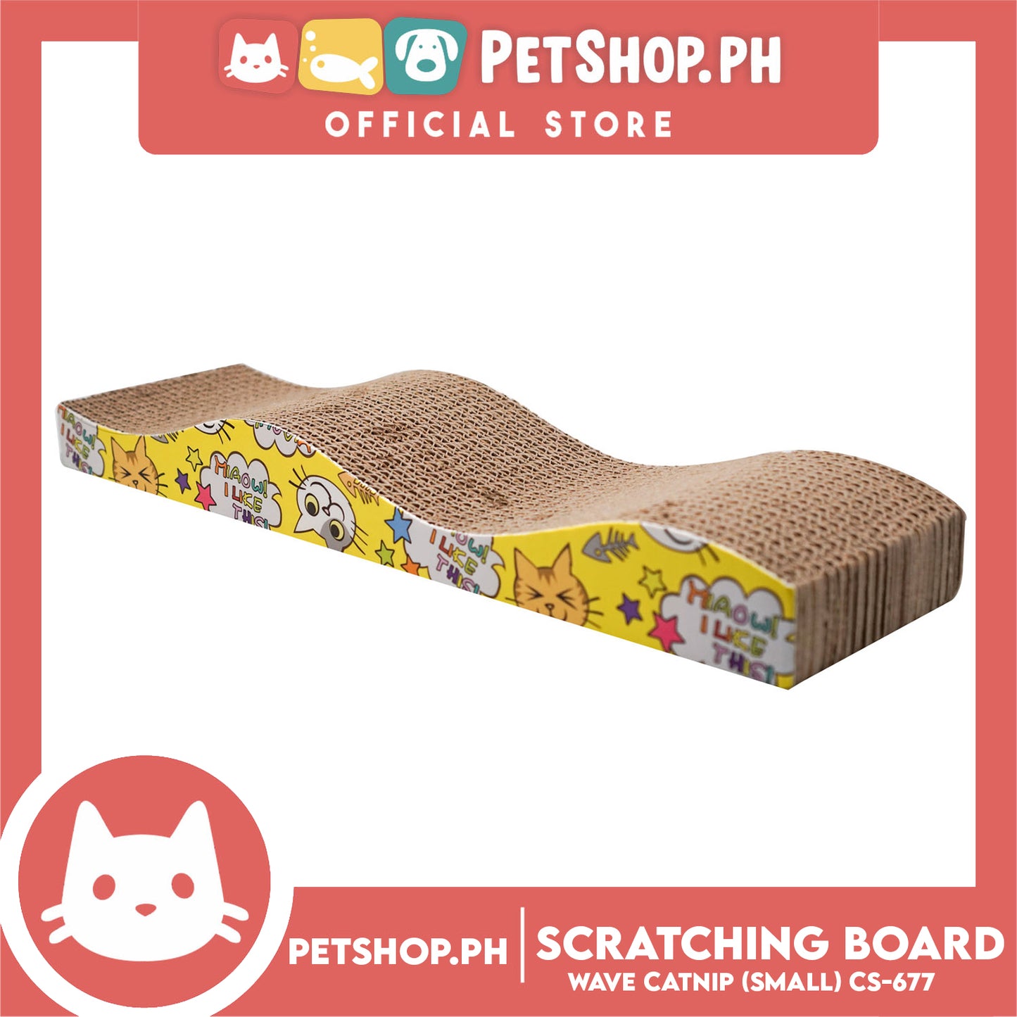 Pet Cat Scratching Board Corrugated Cardboard Pad Wave with Catnip (Small) CS-677 - Kitten Scratcher