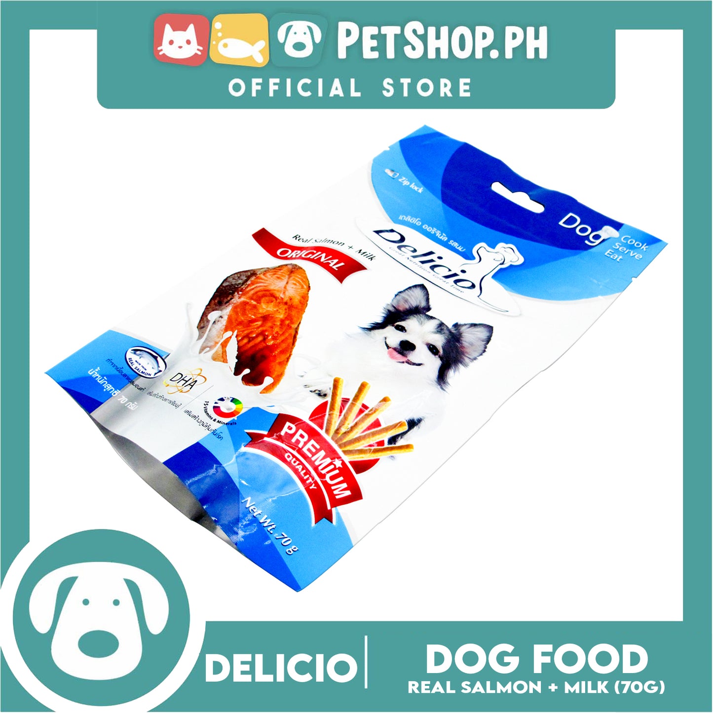 Delicio Original Great Nutrition Great Time 70g (Real Salmon + Milk) Dog Food, Dog Treats, Dog Snack
