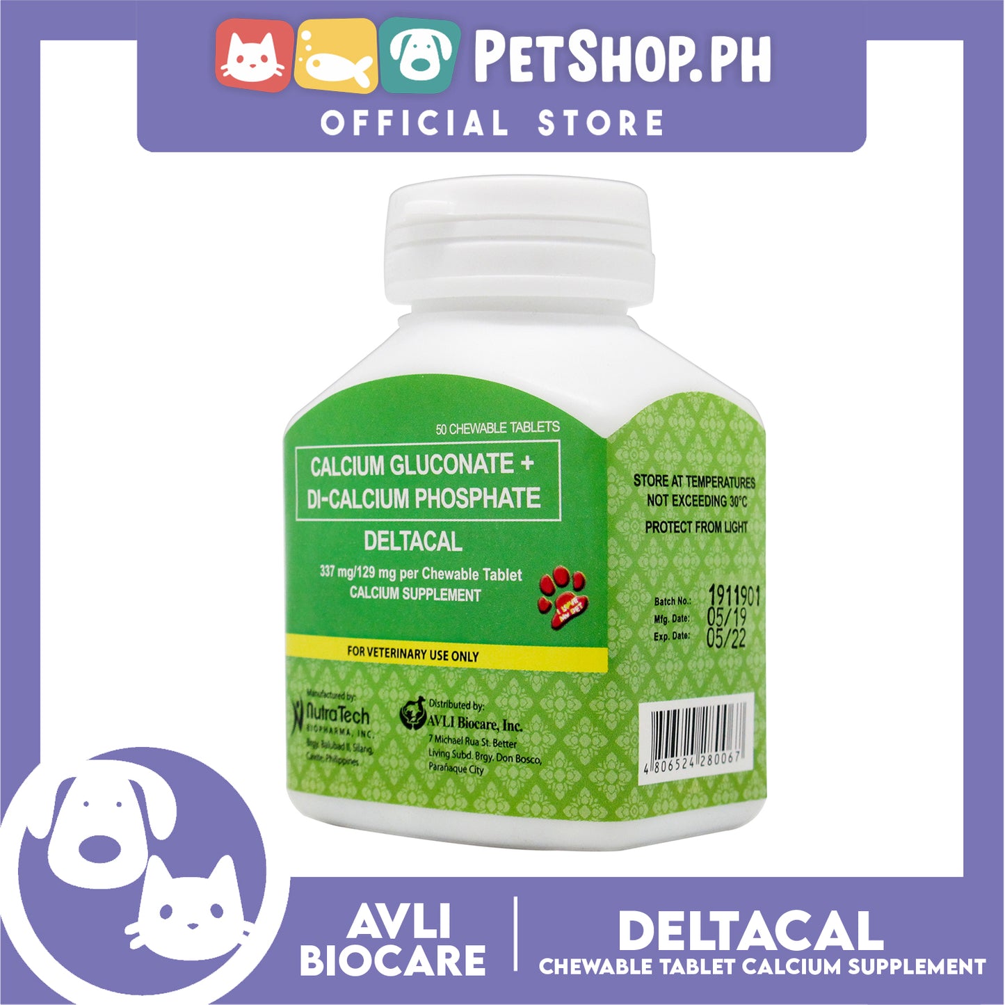 Deltacal Chewable Tablet Calcium Supplement 50 Tablets