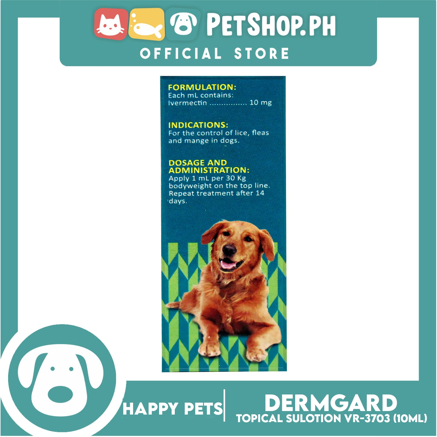 Happy Pets Dermgard Ivermectin Tropical Solution 10ml VR-3703
