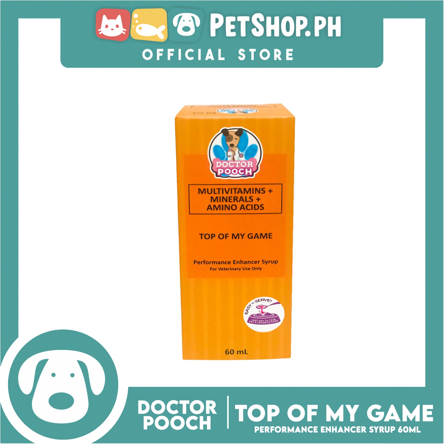 Doctor Pooch Multivitamins, Mineral And Amino Acids 60ml (Top Of My Game) Performance Enhancer Syrup For Your Pets