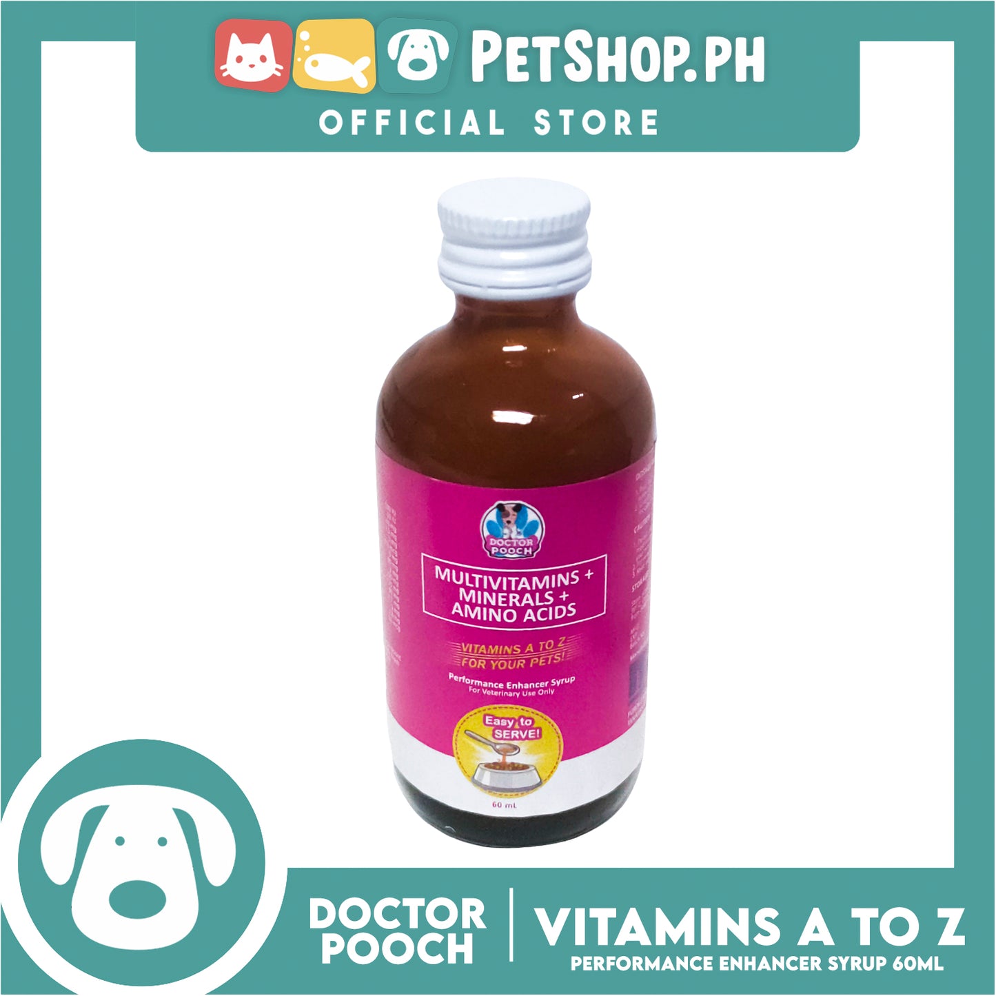 Doctor Pooch Multivitamins, Mineral And Amino Acids 60ml (Vitamins A to Z) Performance Enhancer Syrup For Your Pets