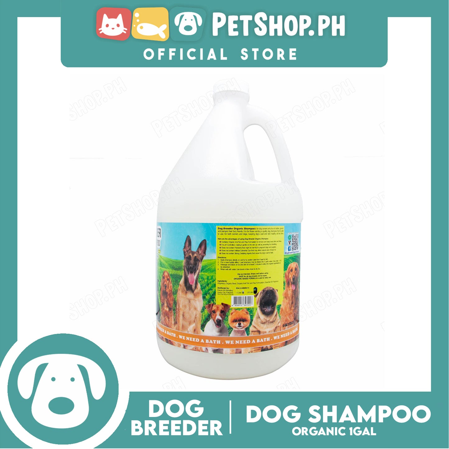 Dog Breeder Organic Dog Shampoo Regular 1 Gallon