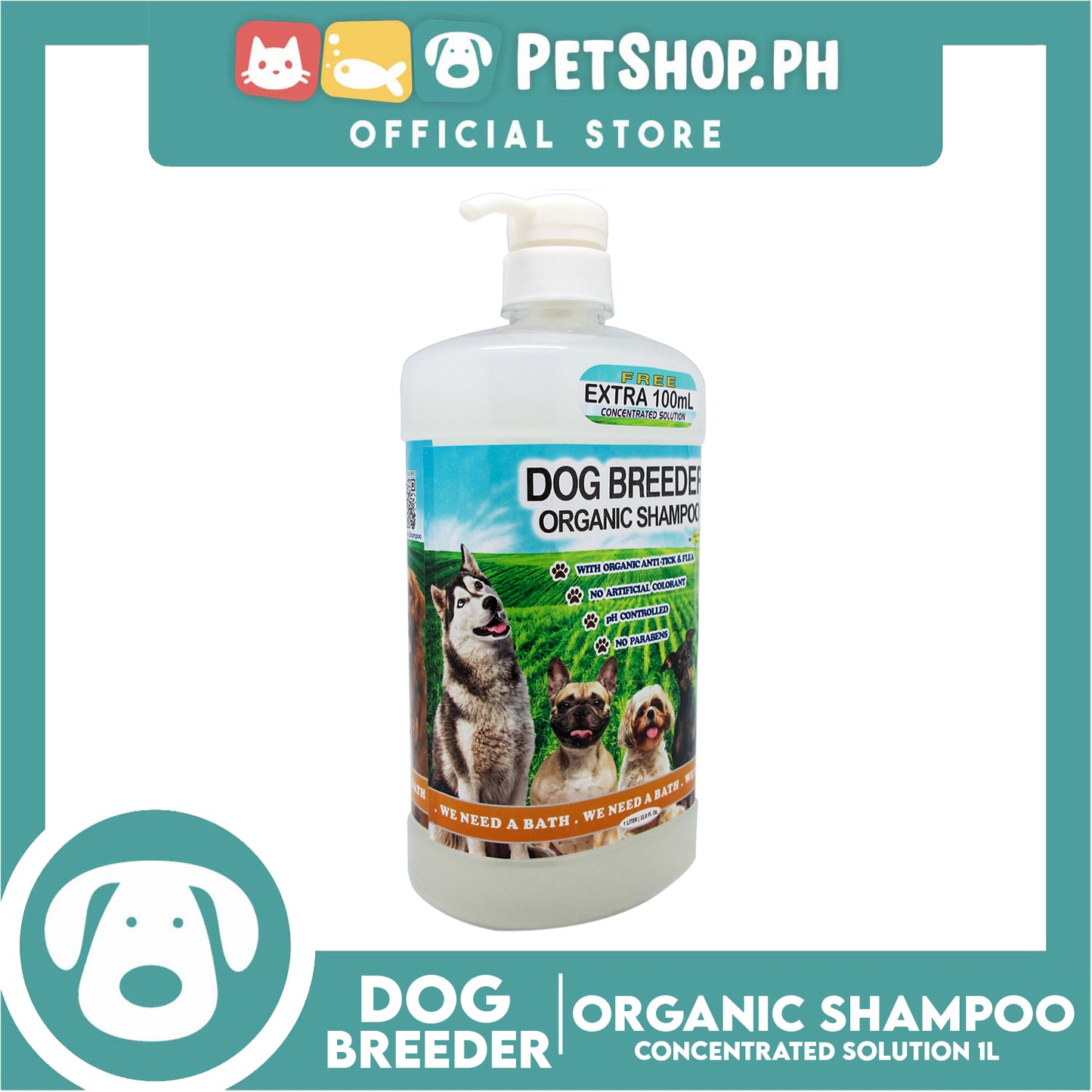 Dog Breeder Organic Dog Shampoo Regular 1 Liter