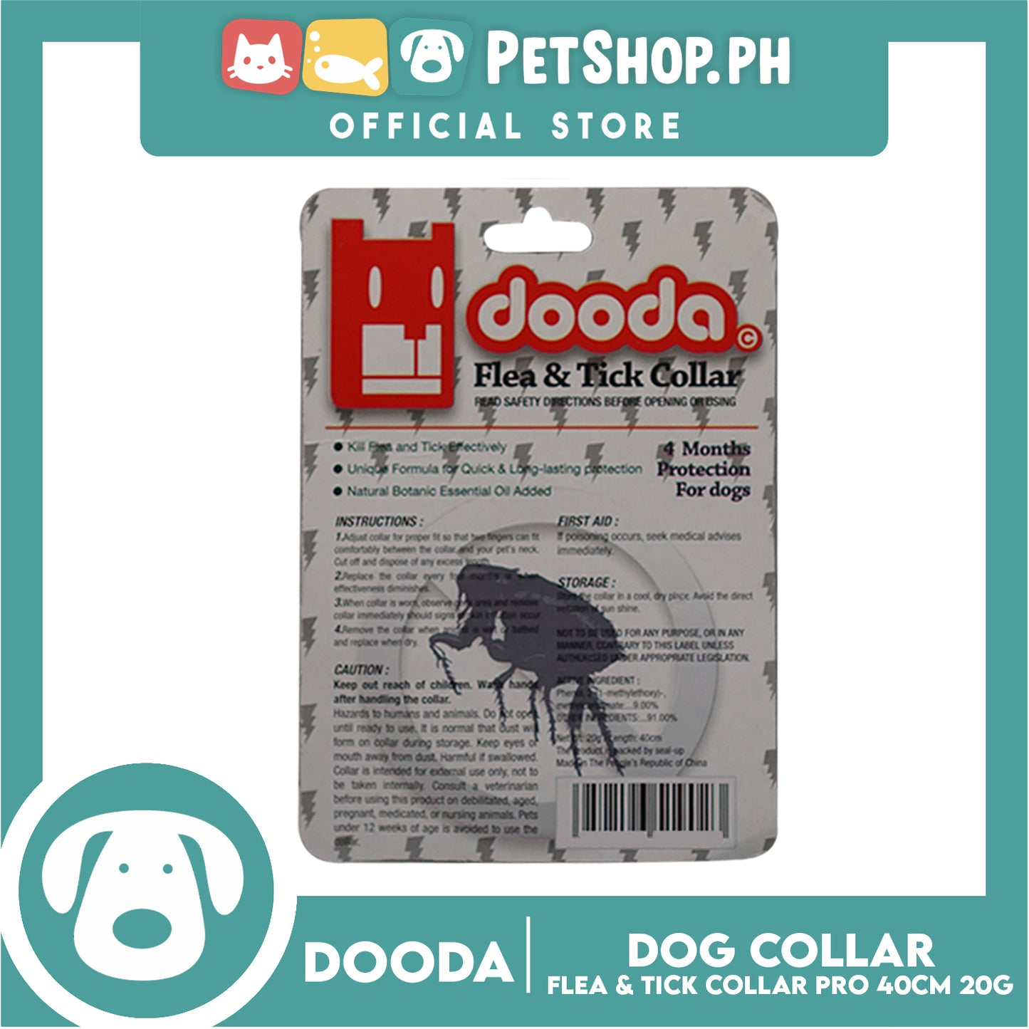 Dooda Flea & Tick Collar Pro 40cm Long 20g (Orange)