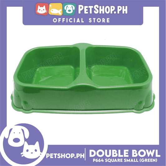 Petshop.ph P664 Square Double Bowl Small Green