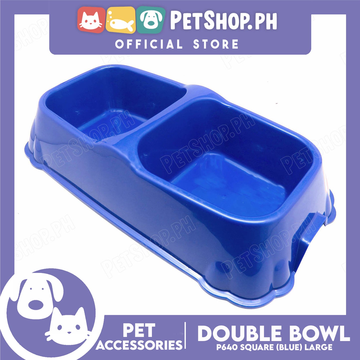 Square Double Bowl Large Blue P640