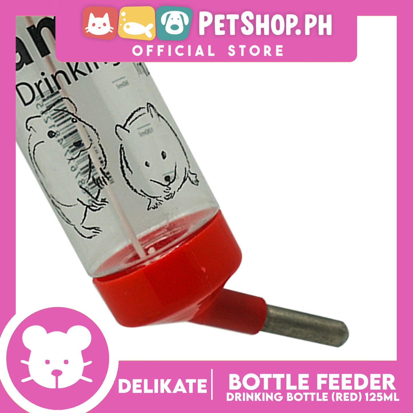 Delikate Hamster Drinking Bottle Red 250ml B2