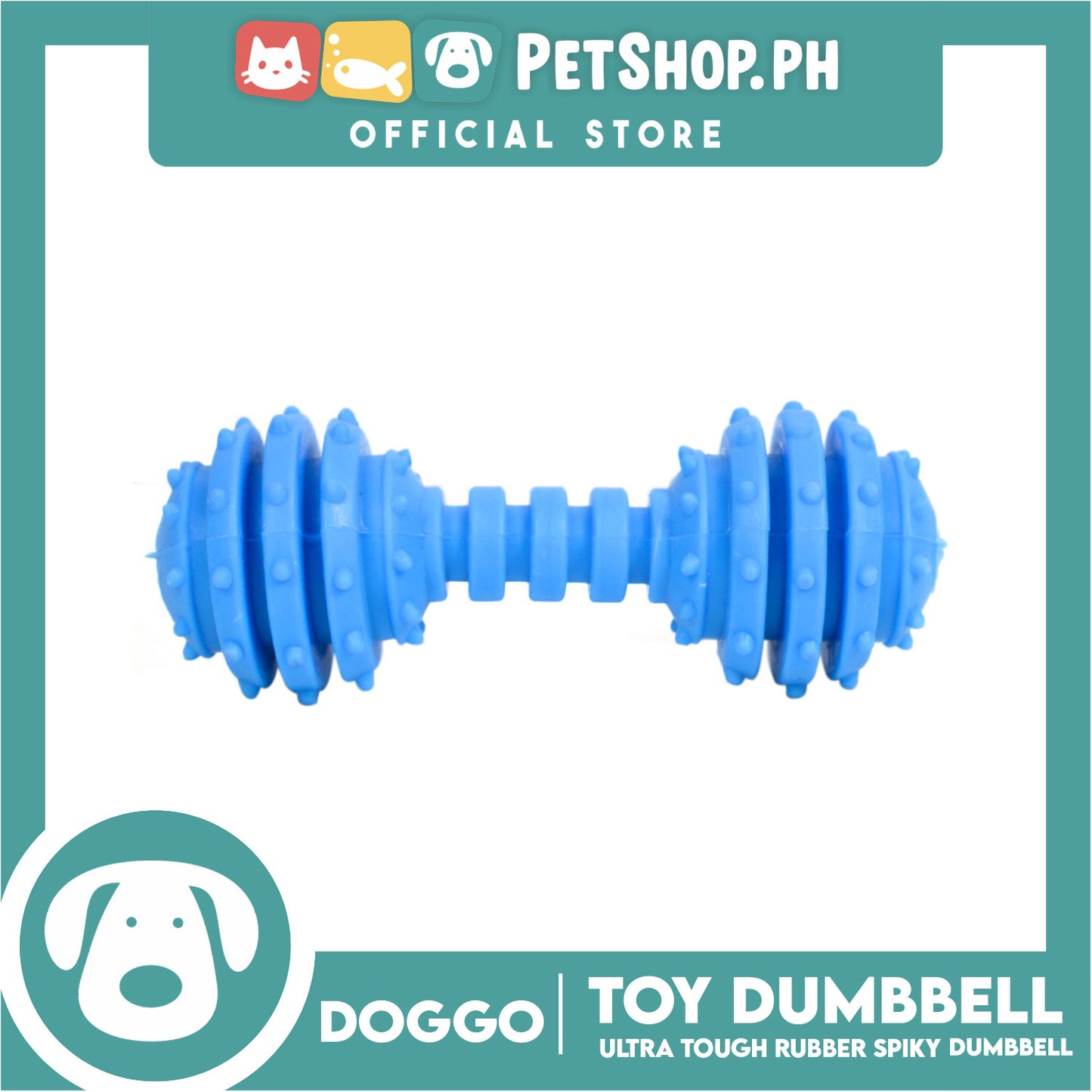 Doggo Dumbbell (Blue) Small Size Thick Rubber Material Pet Toy