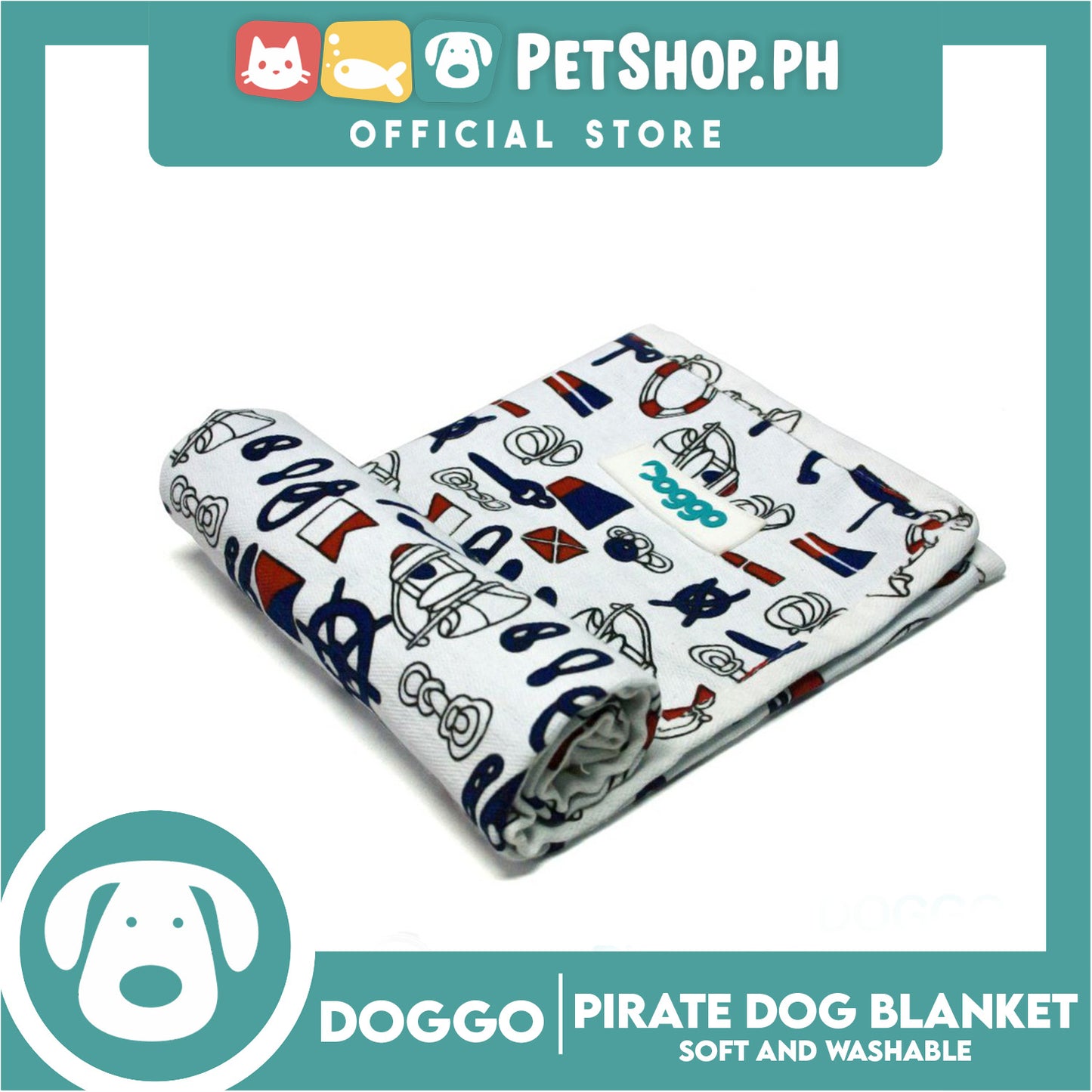 Doggo Blanket Pirate Design (Large) Soft And Washable Blanket for Dogs