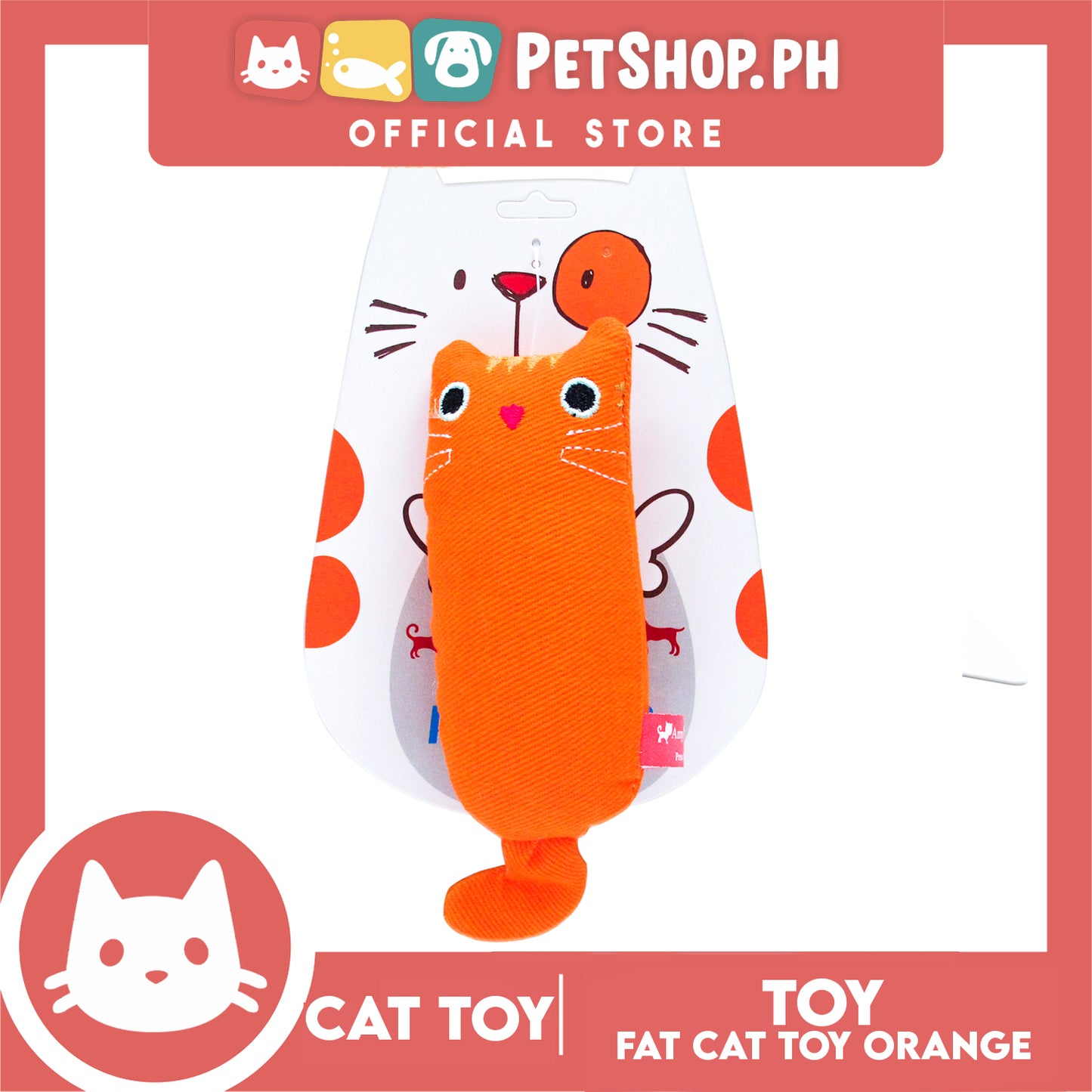 Amy Carol Fat Cat Toy Catnip (Orange) Interactive Plush Cat Toy