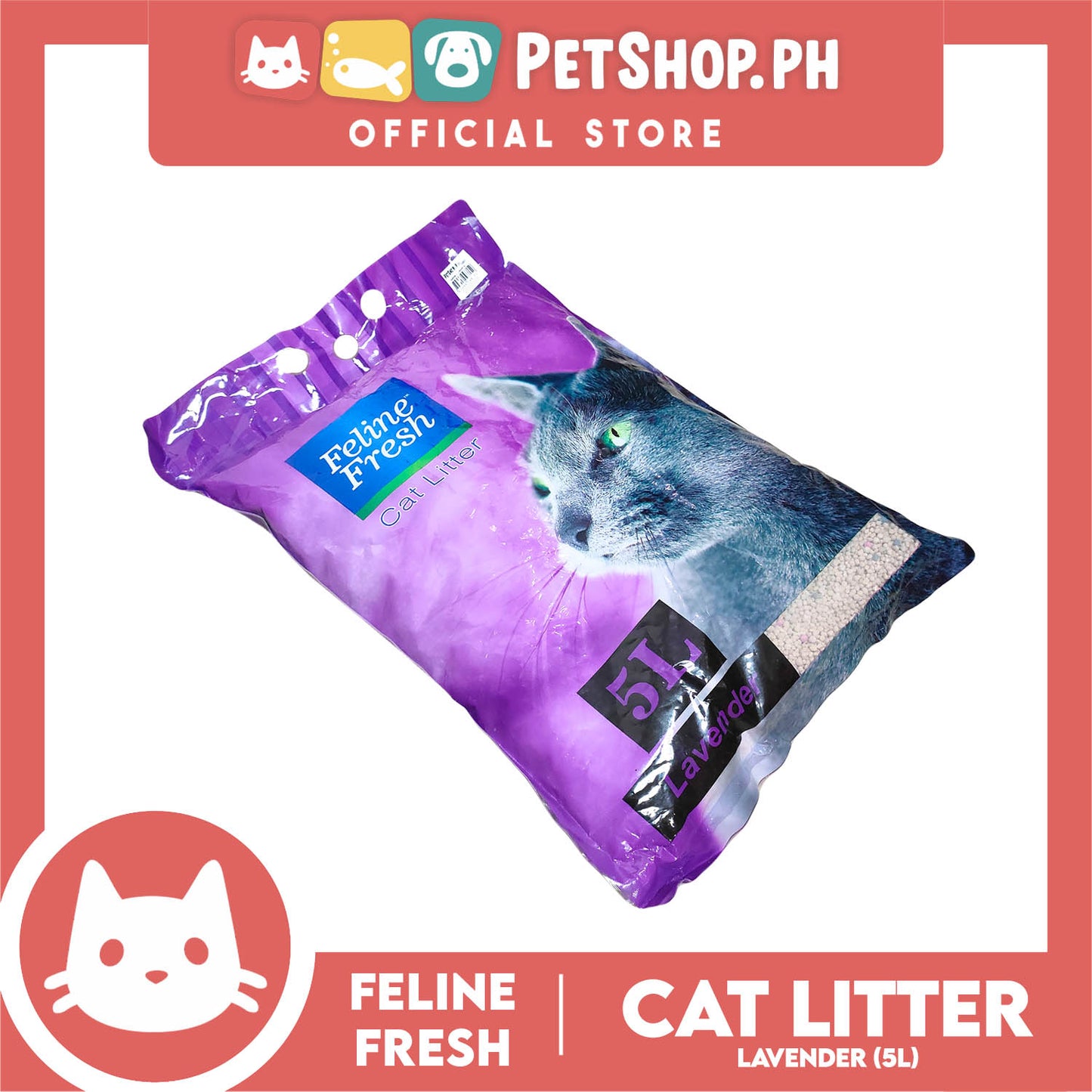 Feline Fresh Cat Litter Sand 5 Liters (Lavender Scent) 99% Dust-Free, High Absorbency, Minimal Tracking For Cats Of All Ages