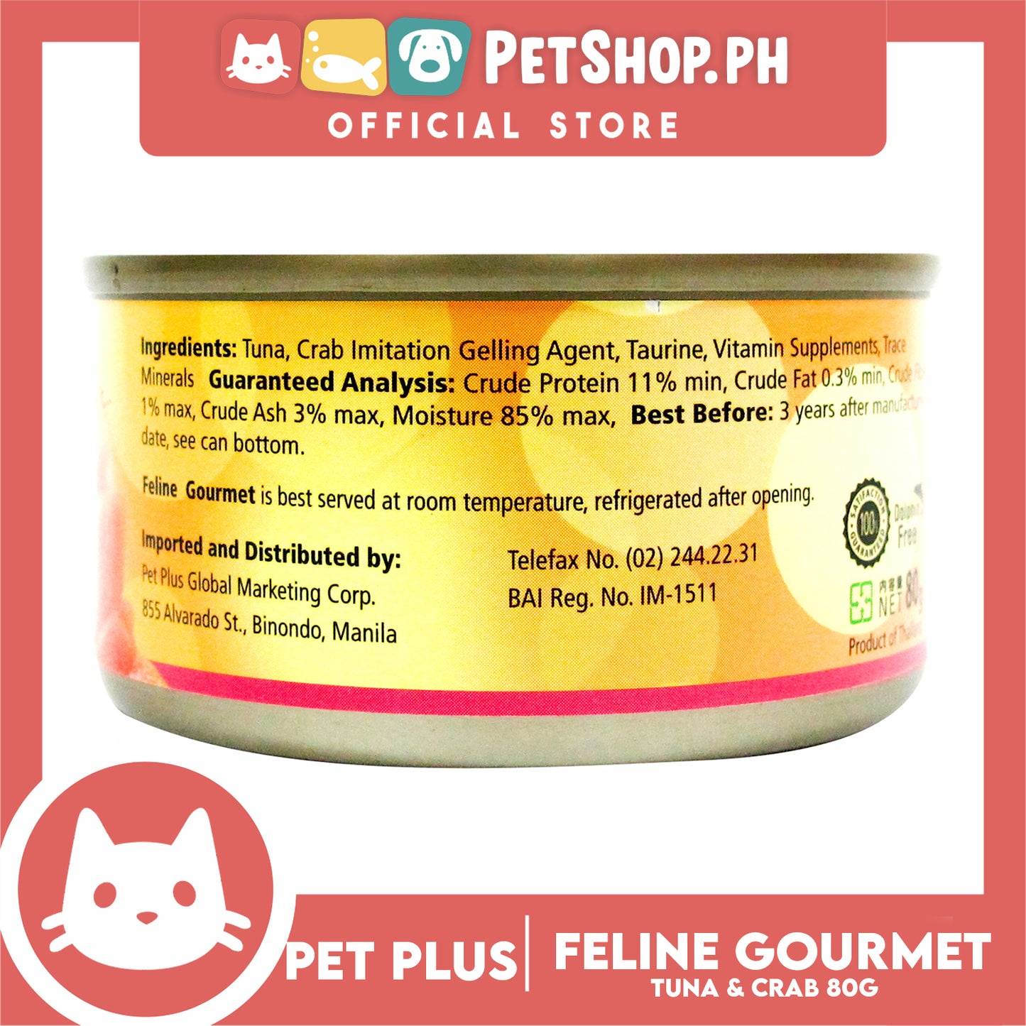 Pet Plus Feline Gourmet 80g (Tuna And Crab Flavor) Canned Cat Food