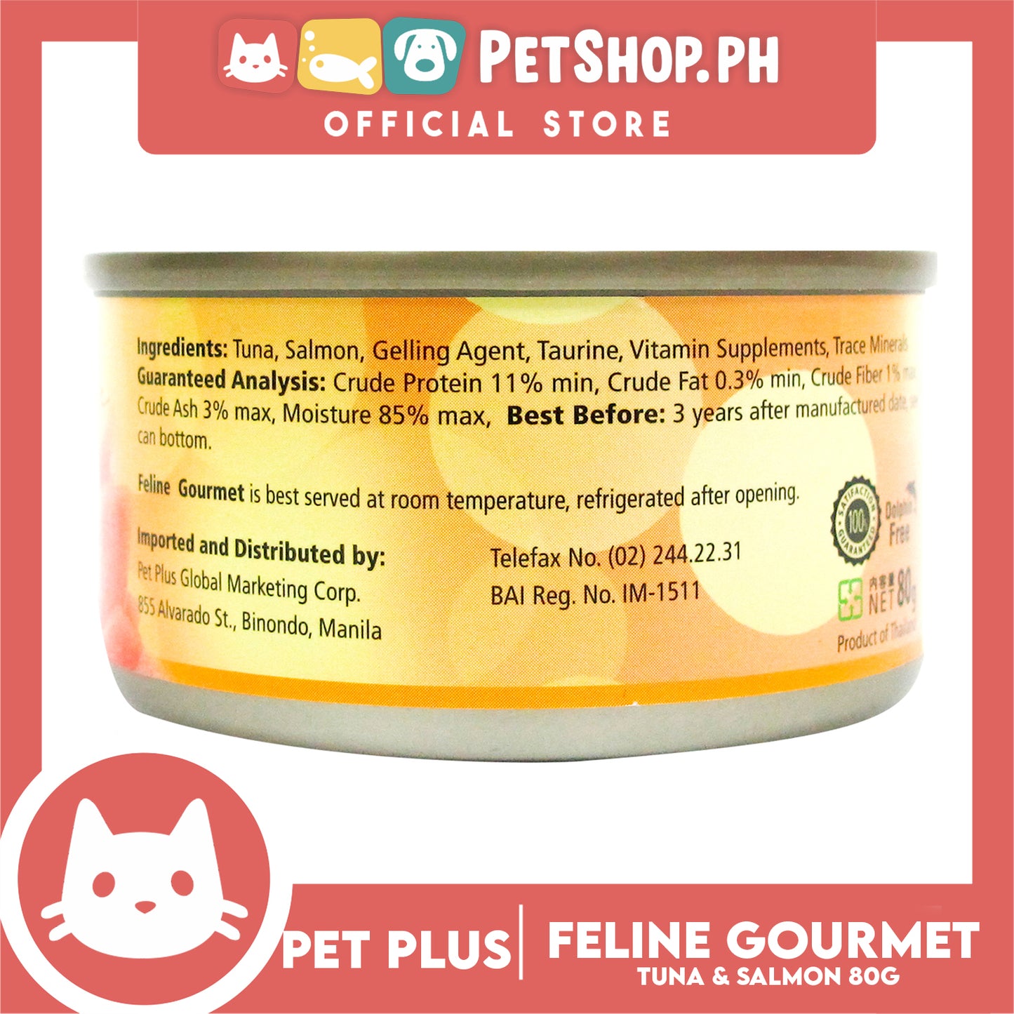 Pet Plus Feline Gourmet 80g (Tuna And Salmon Flavor) Canned Cat Food