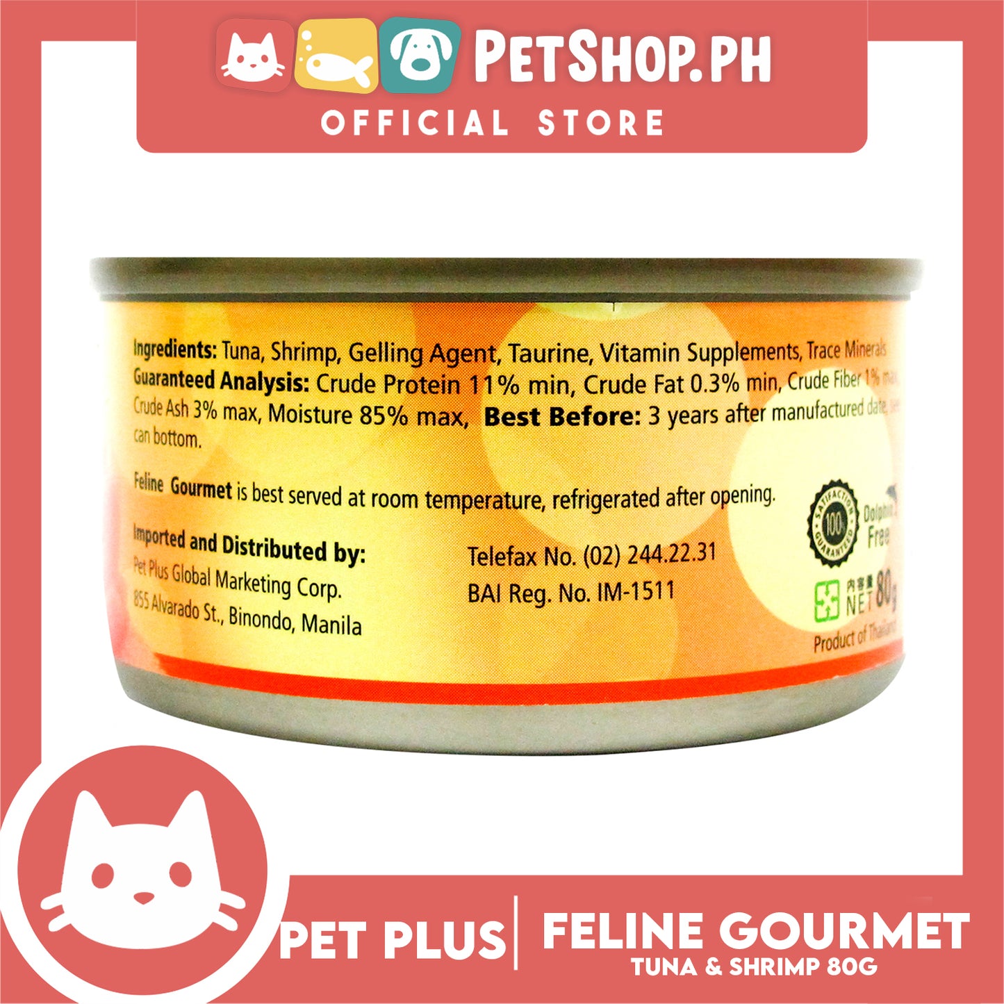 Pet Plus Feline Gourmet 80g (Tuna And Shrimp Flavor) Canned Cat Food