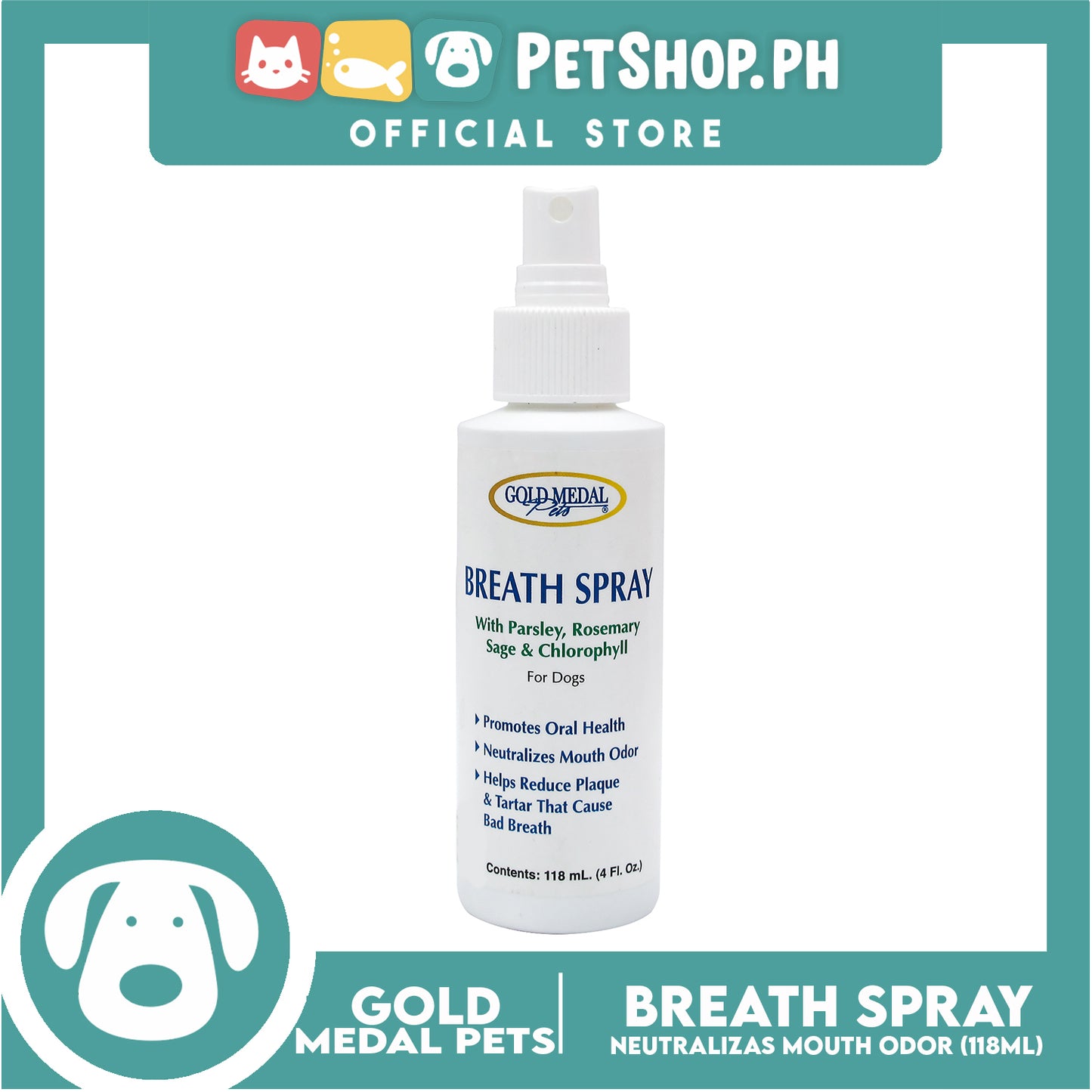 Gold Medal Pets Breath Spray 118ml for Dogs