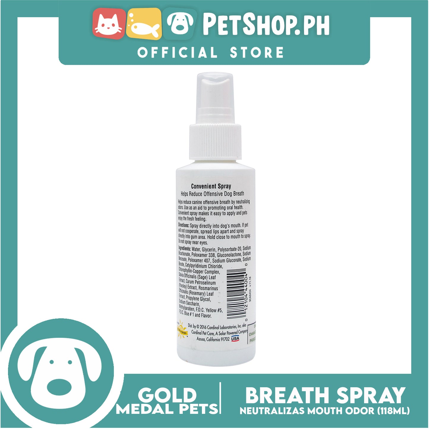 Gold Medal Pets Breath Spray 118ml for Dogs