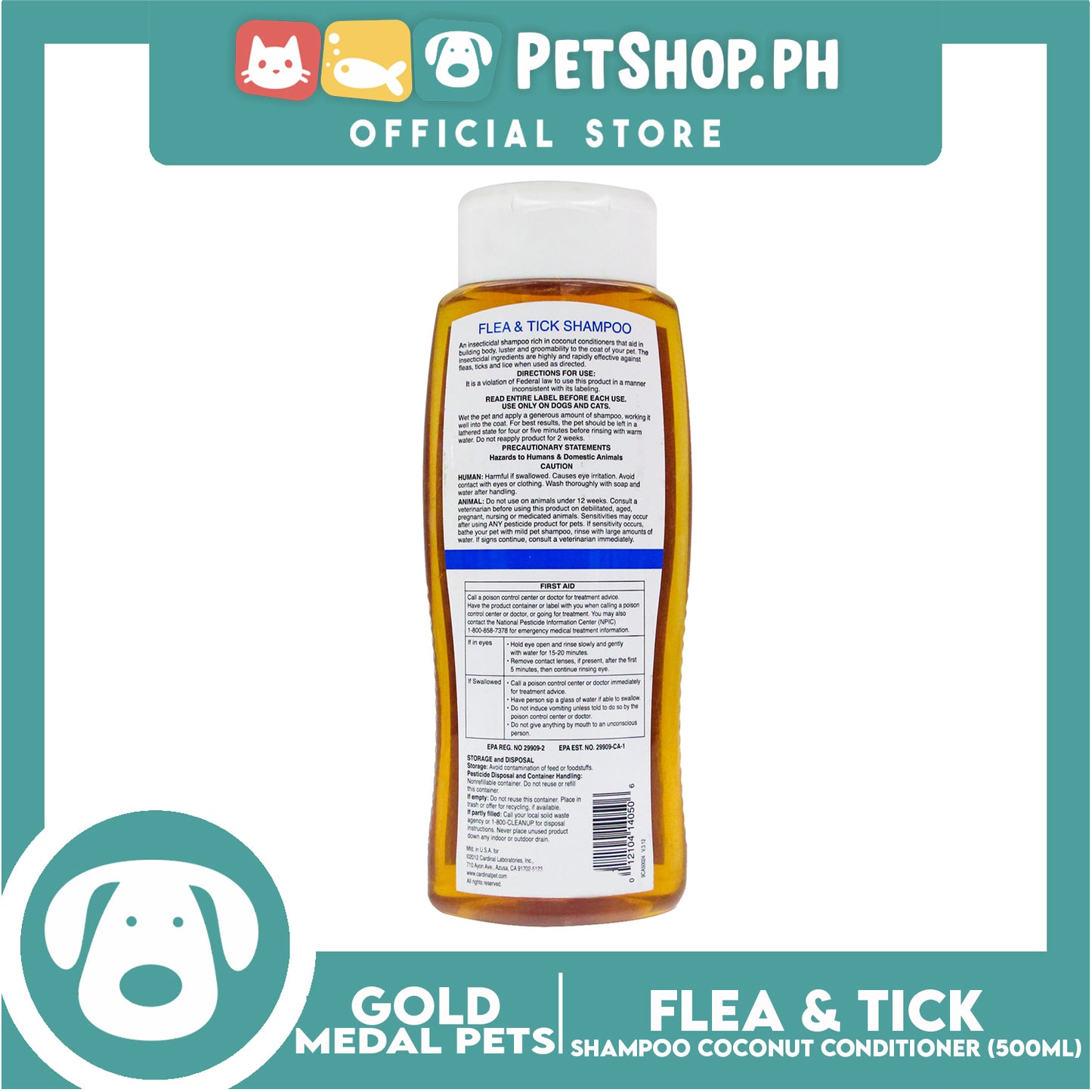 Gold Medal Pets Flea and Tick 17oz Dogs and Cats Shampoo
