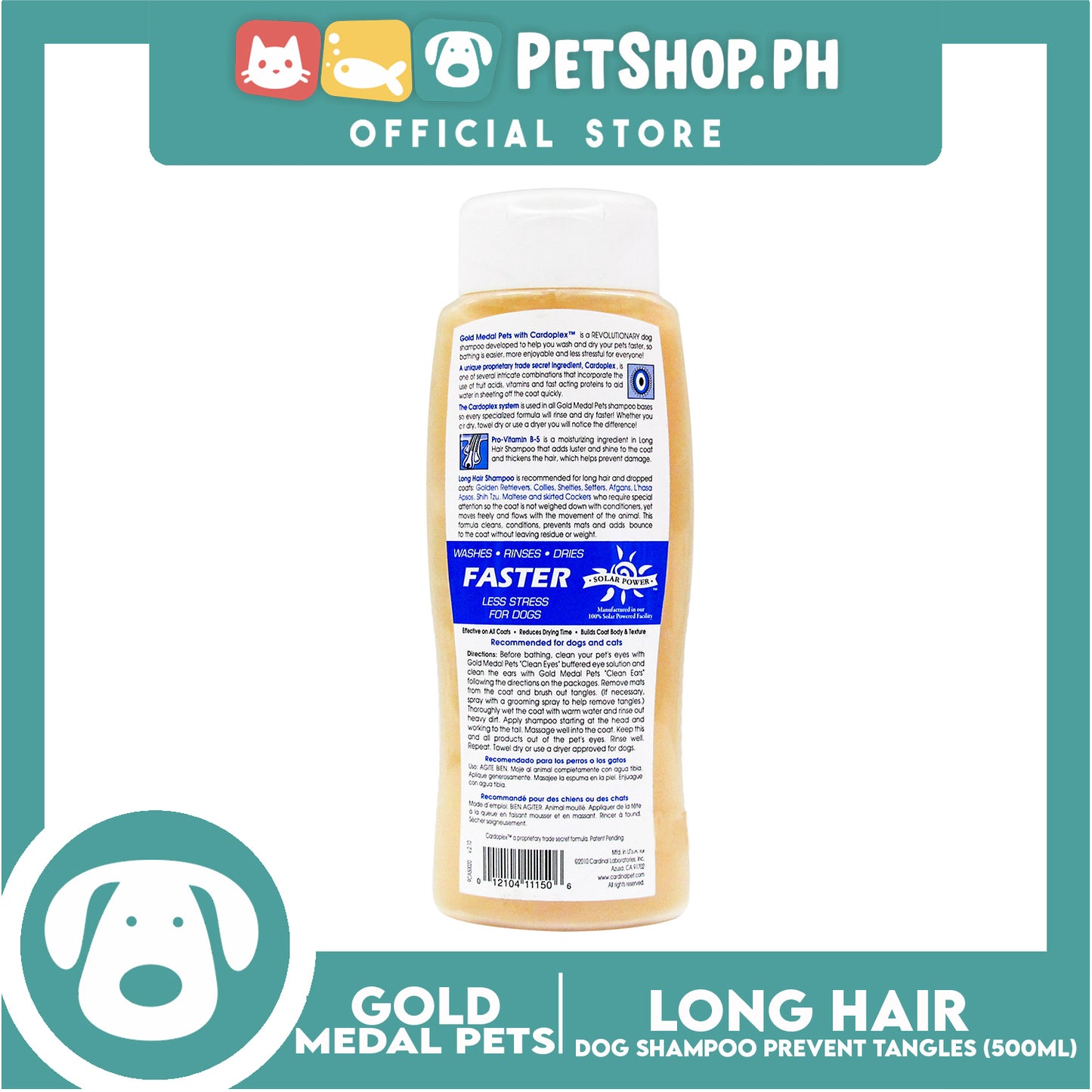 Gold Medal Pets Long Hair Dog Shampoo 17oz Helps Removes Tangles