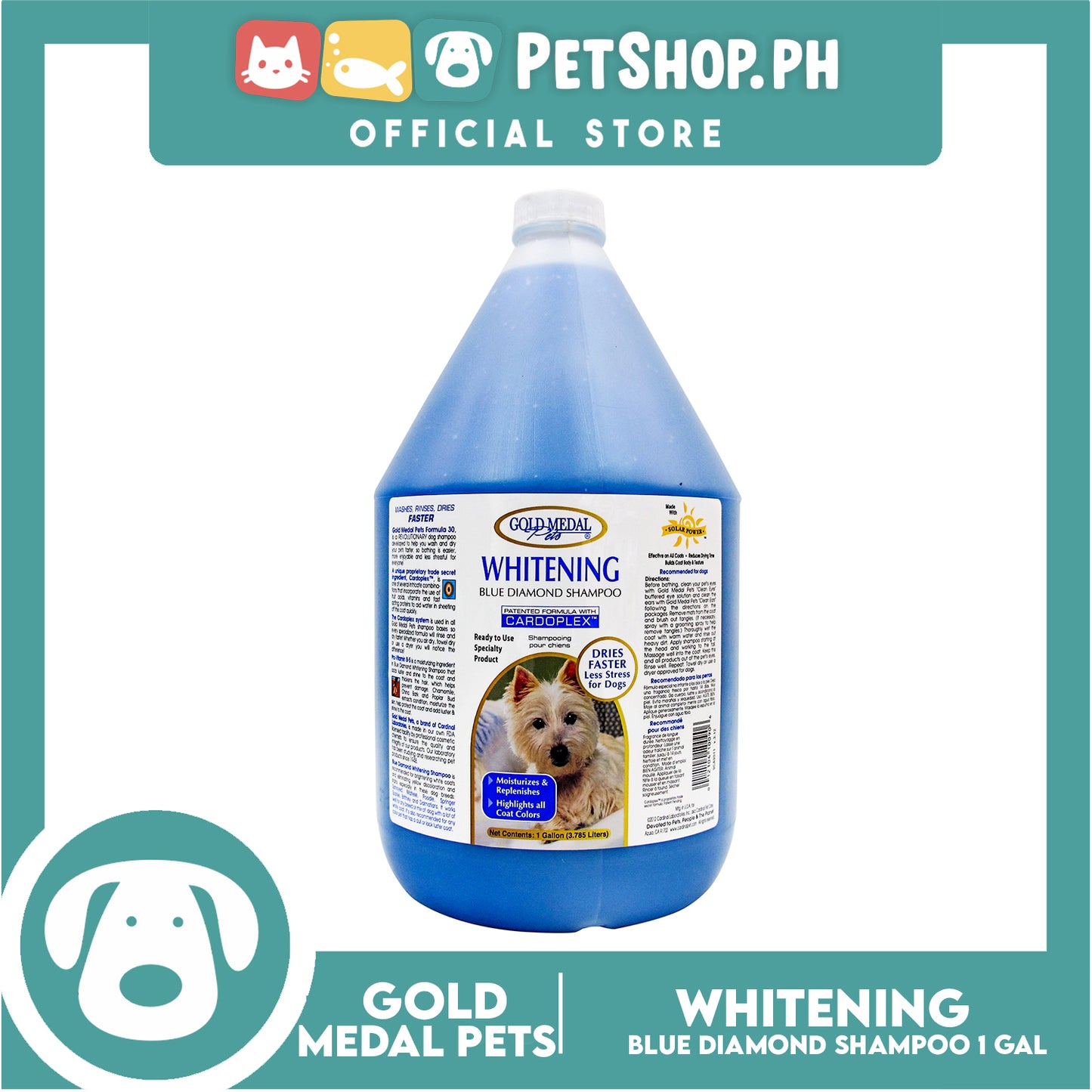Gold Medal Pets Whitening Blue Diamond Shampoo 1 Gallon For Cats and Dogs