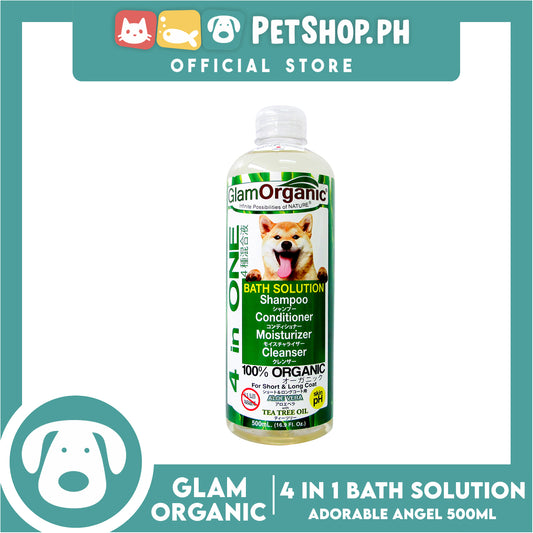 Glam Organic 4 in 1 Bath Solution 100% Organic 500ml (Adorable Angel) Dog Grooming