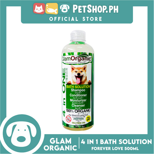 Glam Organic 4 in 1 Bath Solution 100% Organic 500ml (Forever Love) Dog Grooming