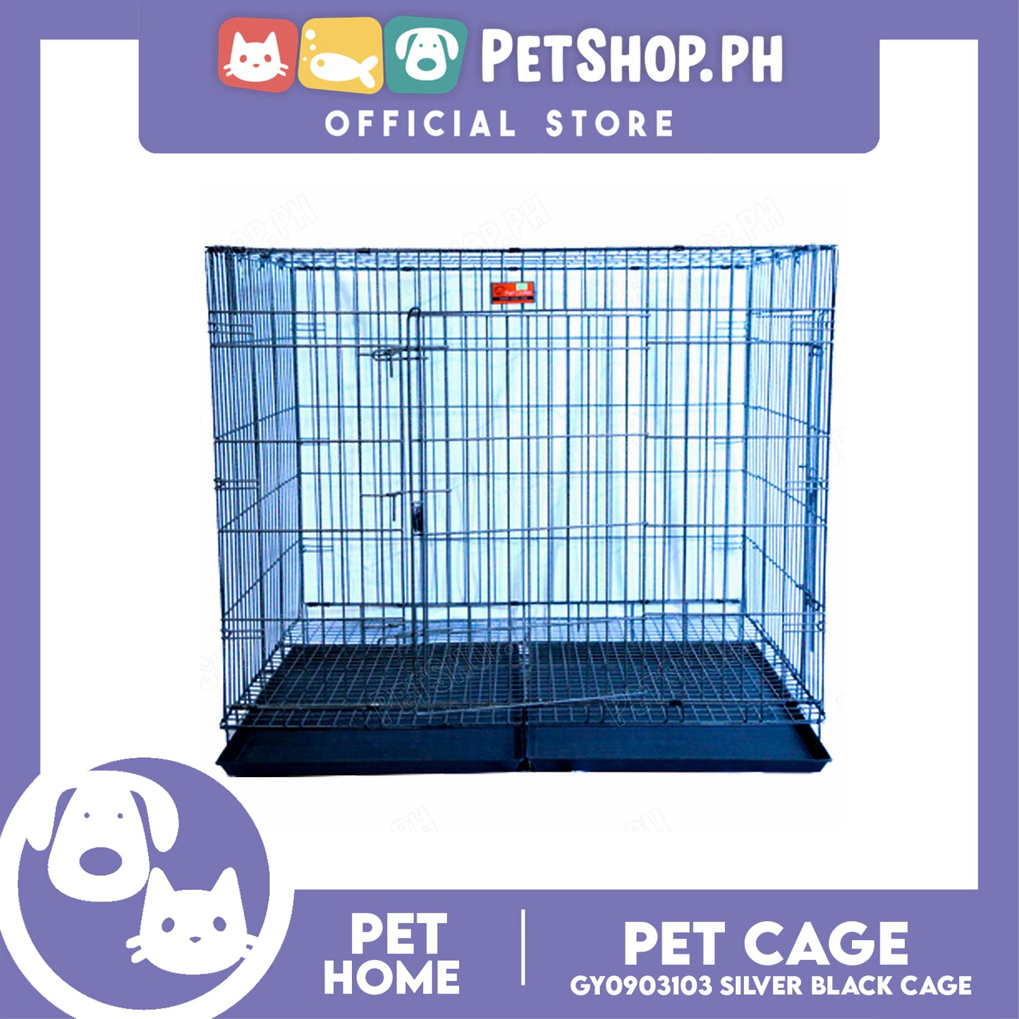Pet Cage Wire Flooring, Painted Silver Black Wire Cage, Comes With Tray Underneath (GY0903103) Pet Cage, Pet Accessories, Pet House