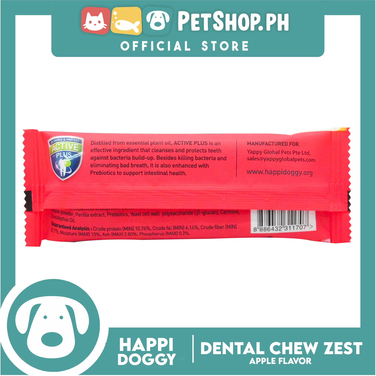 Happi Doggy Dental Chew Zest 1pc. 30g (Apple) Dog Treats