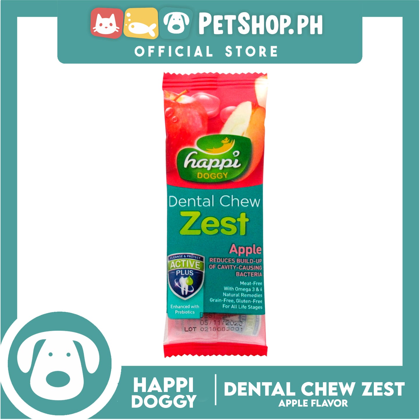 Happi Doggy Dental Chew Zest 1pc. 30g (Apple) Dog Treats