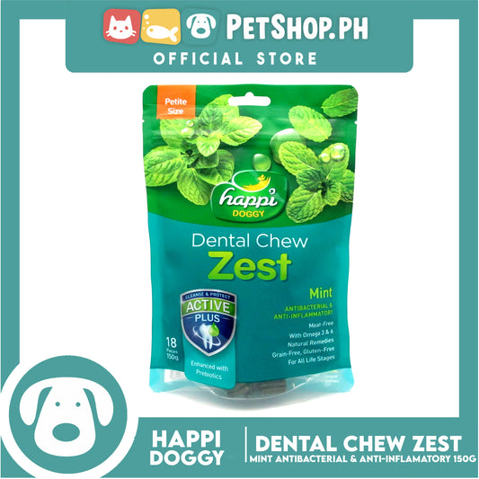 Happi Doggy Dental Chew Zest 18pcs. 150g (Mint) Dog Treats
