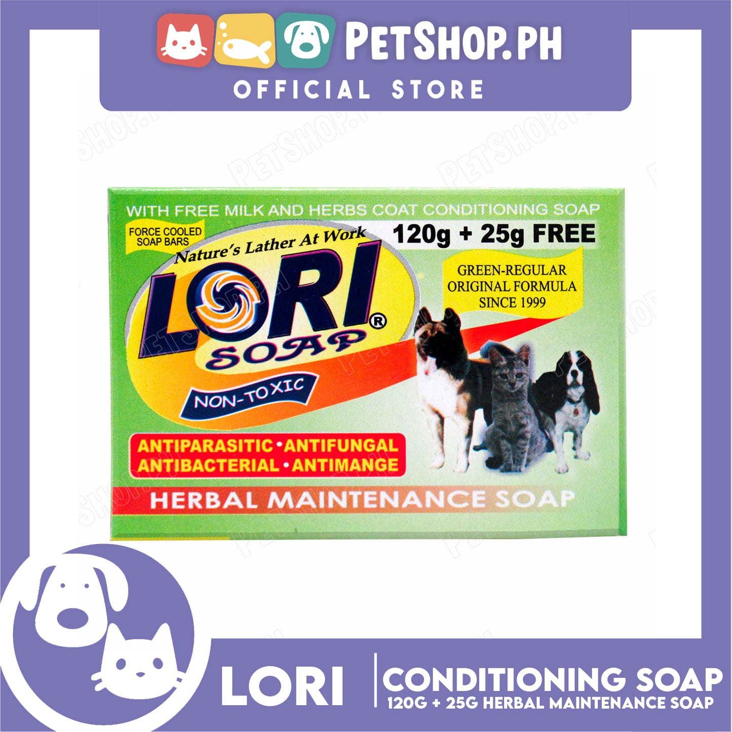 Nature's Lather At Work Lori Soap Non-Toxic 120g (Herbal Maintanance Soap) Dog Soap, Dog Grooming