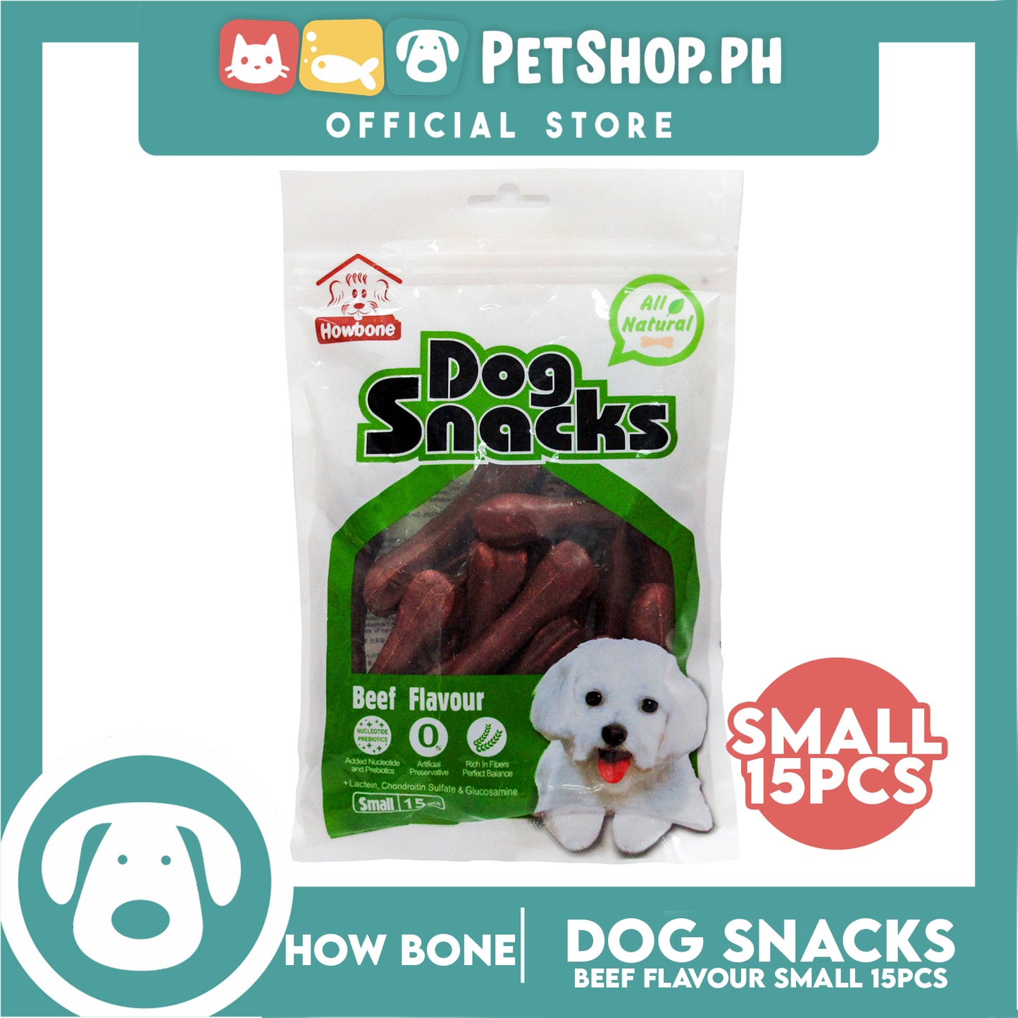 Howbone All Natural Dog Snacks Beef Flavor 15pcs