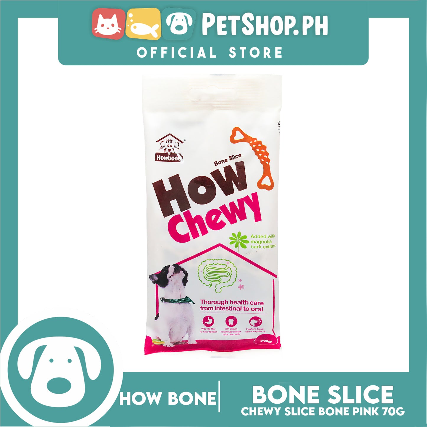 Howbone Chewy Slice Bone Pink 70g Dog Dental Chew