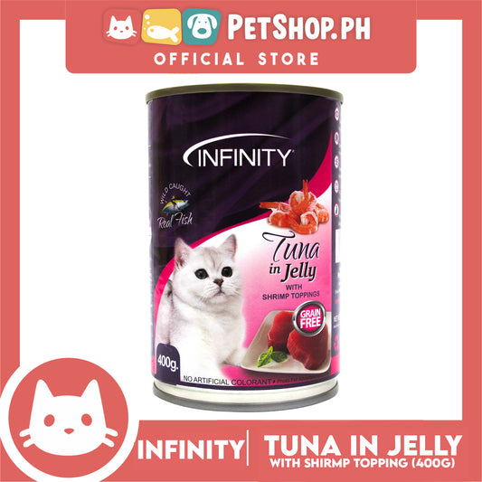 Infinity Tuna In Jelly Canned, Grain Free 400g Canned Wet Food (Shrimp Toppings) Cat Food