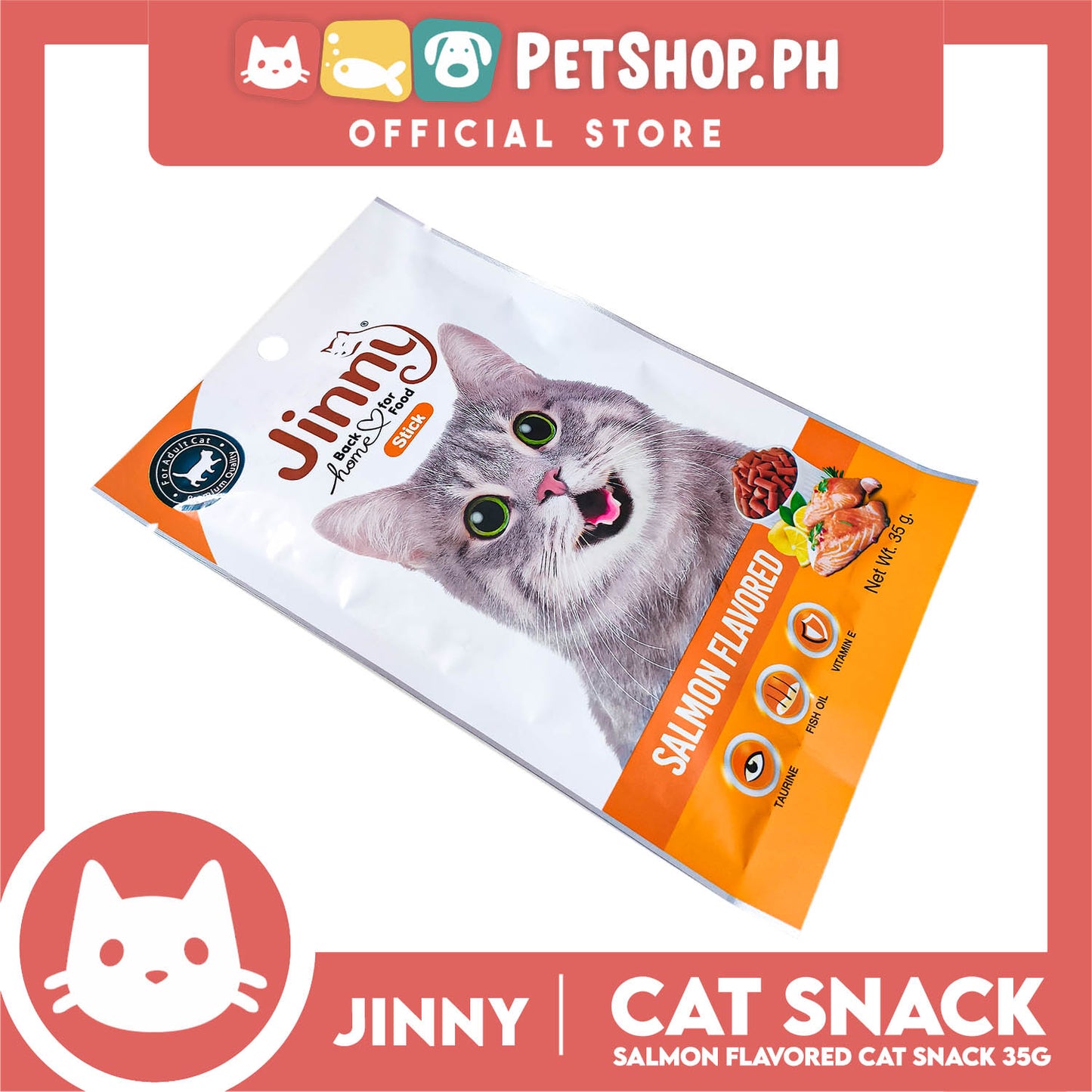Jinny Cat Stick Treats 35g (Salmon Flavored) Cat Food, Cat Snacks
