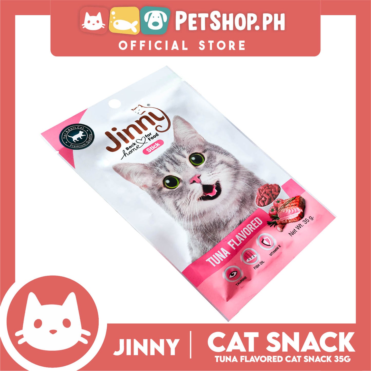 Jinny Cat Stick Treats 35g (Tuna Flavored) Cat Food, Cat Snacks