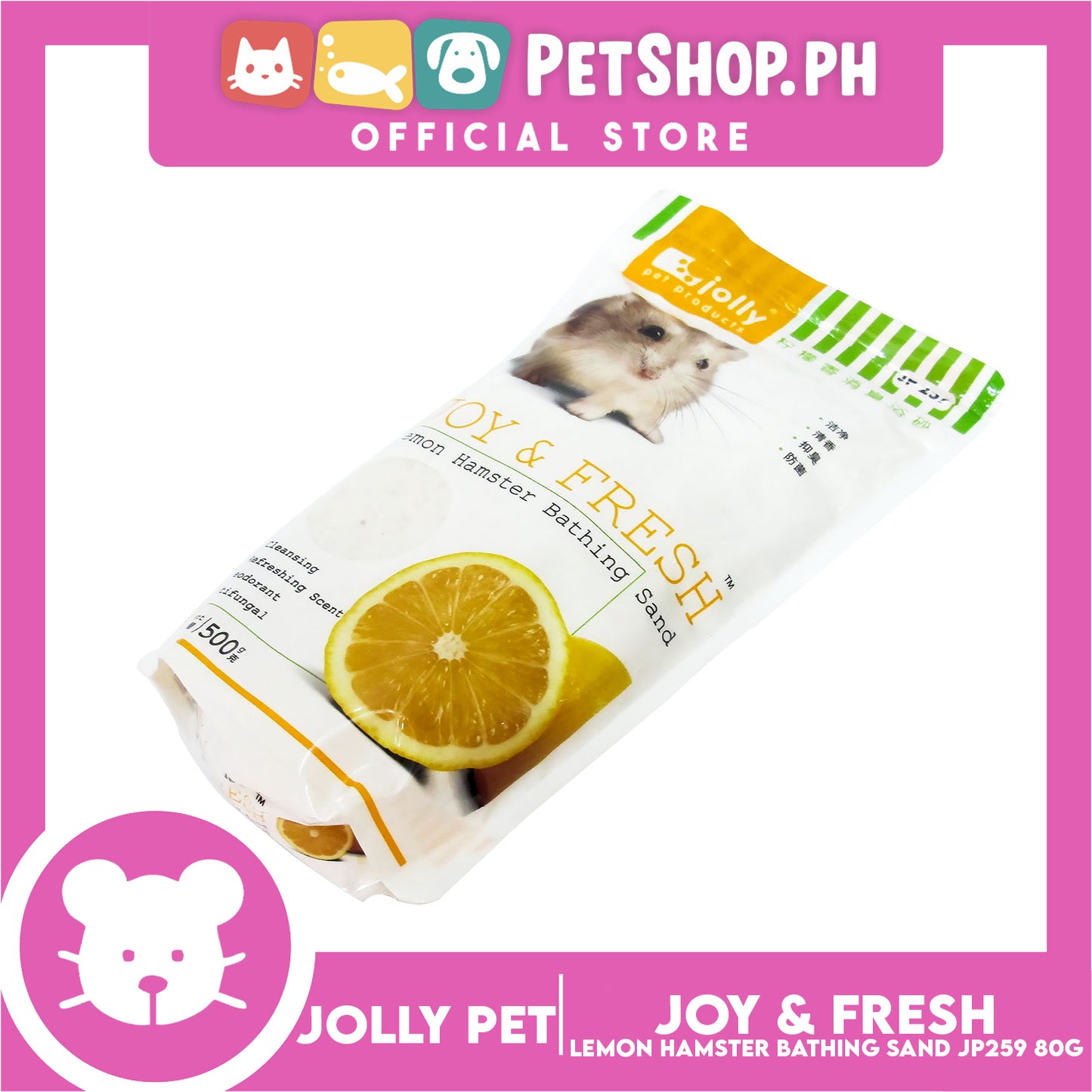 Jolly Pet Joy And Fresh Hamster Bathing Sand 500g (Lemon)