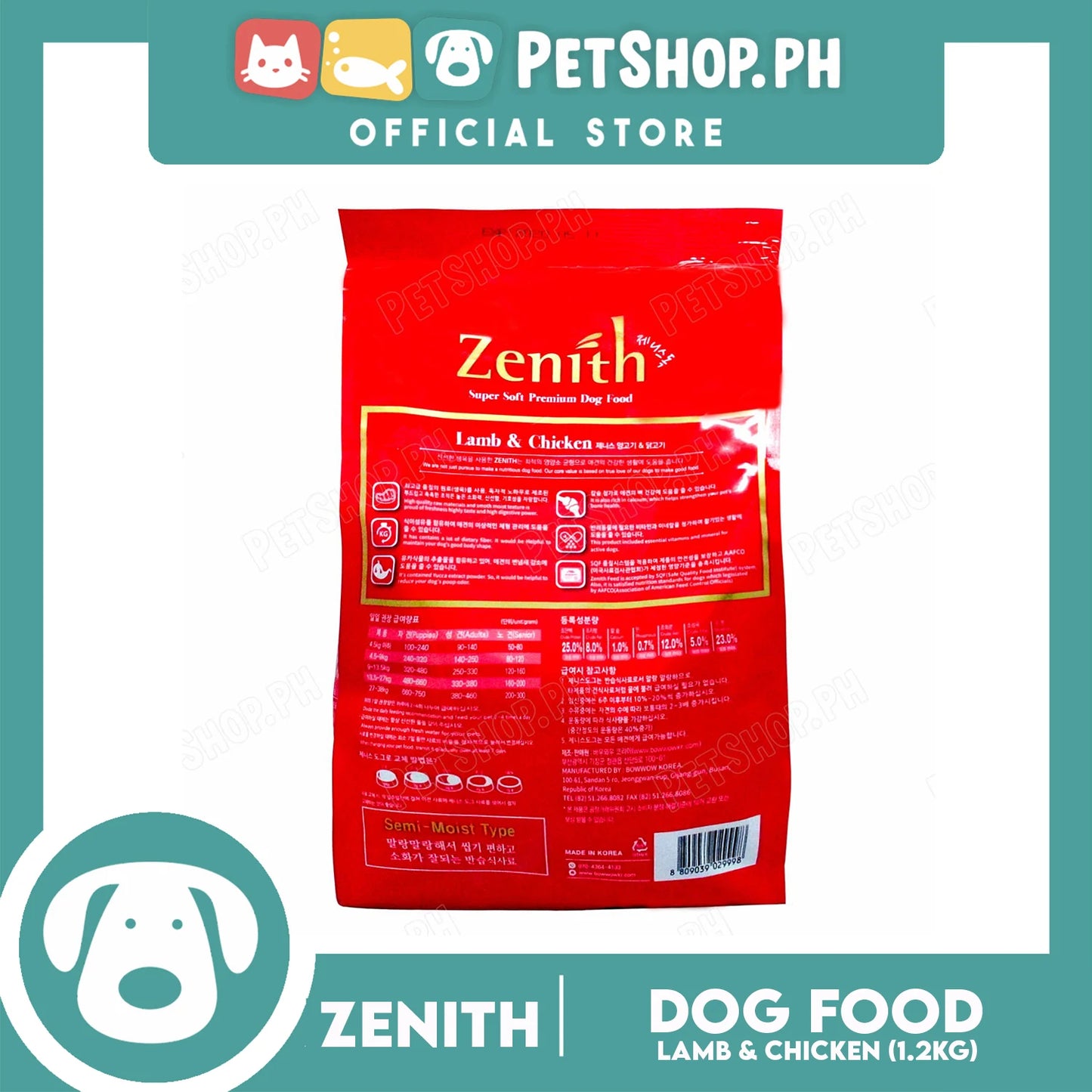 Zenith Super Soft Premium Dog Food For Dogs Large Breeds And All Life Stages 1.2kg (Lamb, Chicken) Red Z999 Dog Dry Food