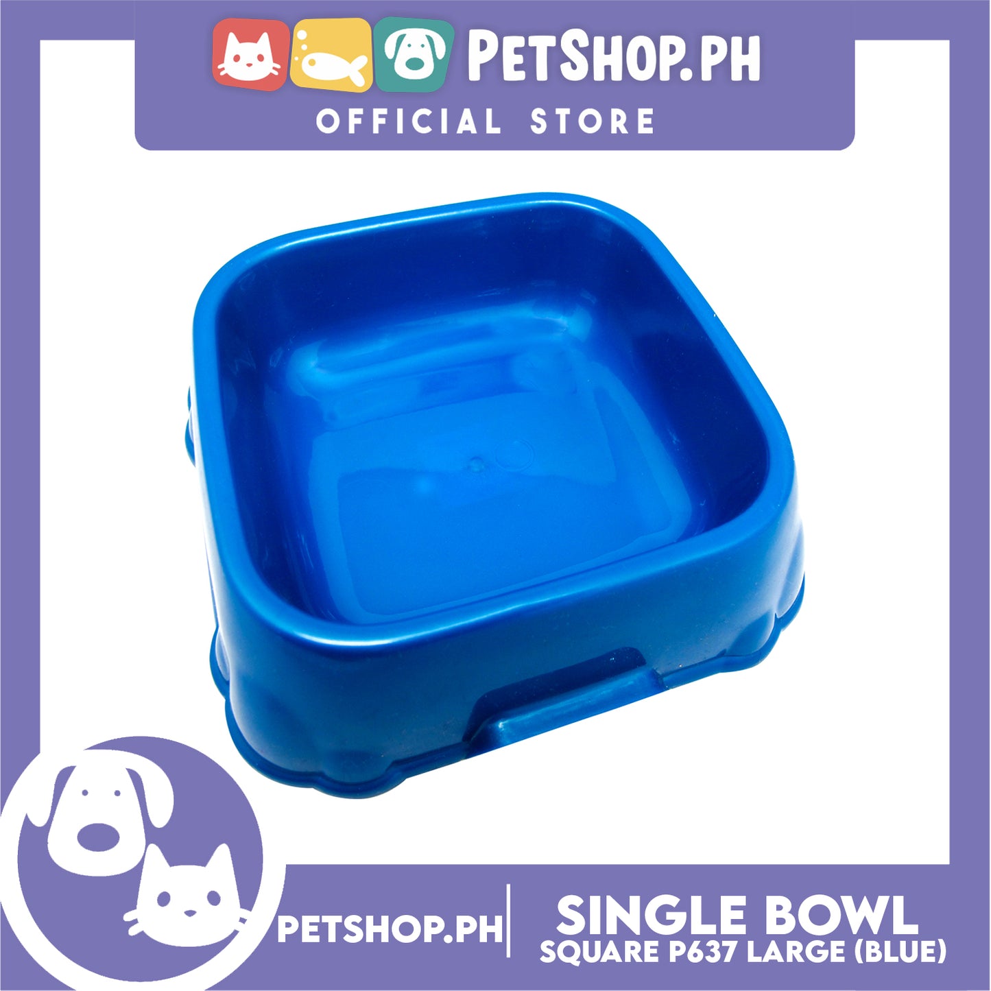 P637 Square Single Bowl Large Blue