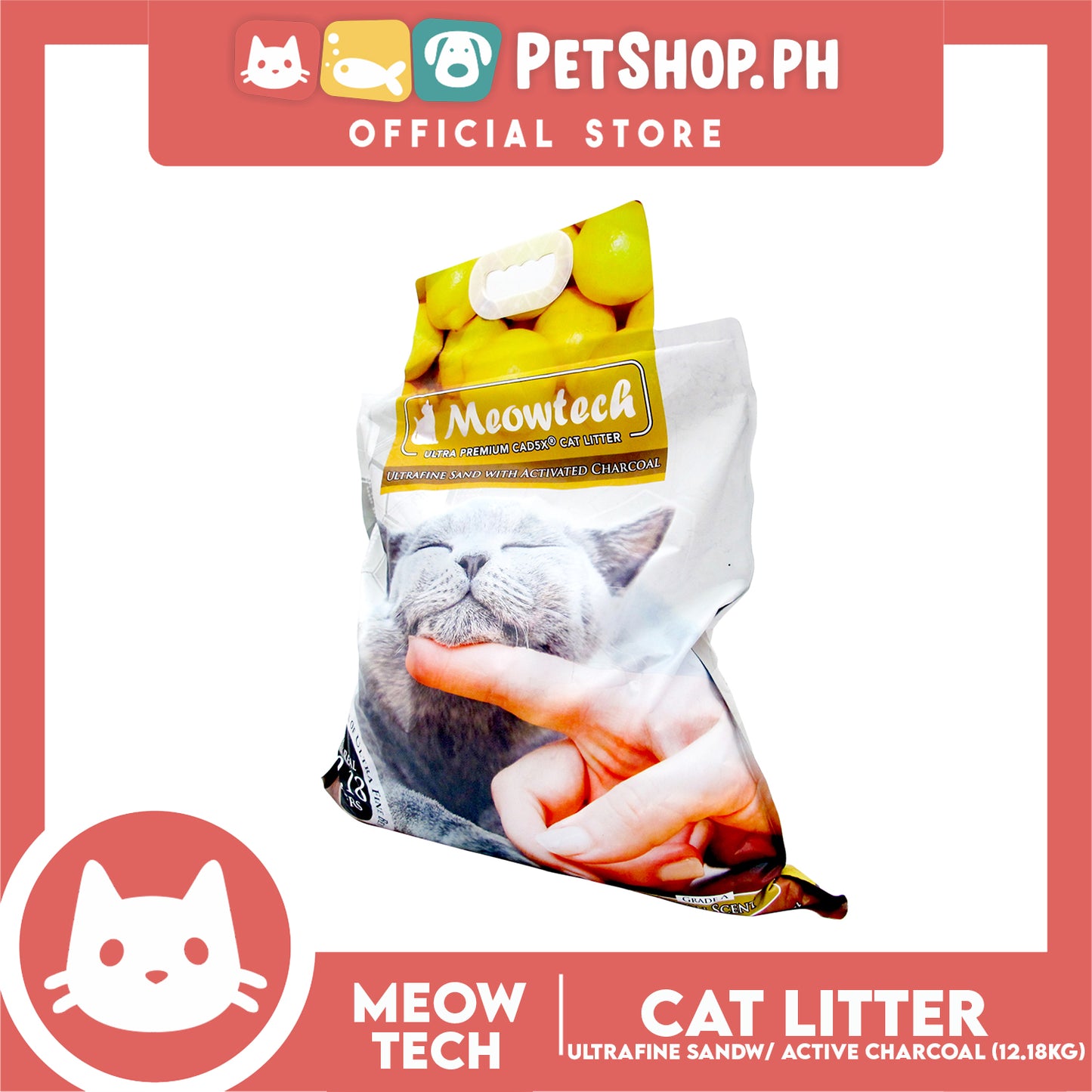 Meowtech Ultra Premium Cat Litter 12.18L (Lemon Scent) Ultra-Fine Sand with Activated Charcoal