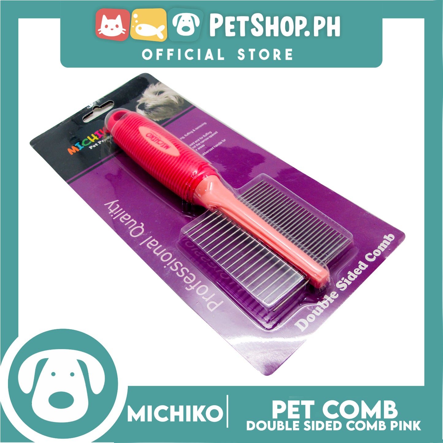 Michiko Double Sided Pet Comb (Pink)