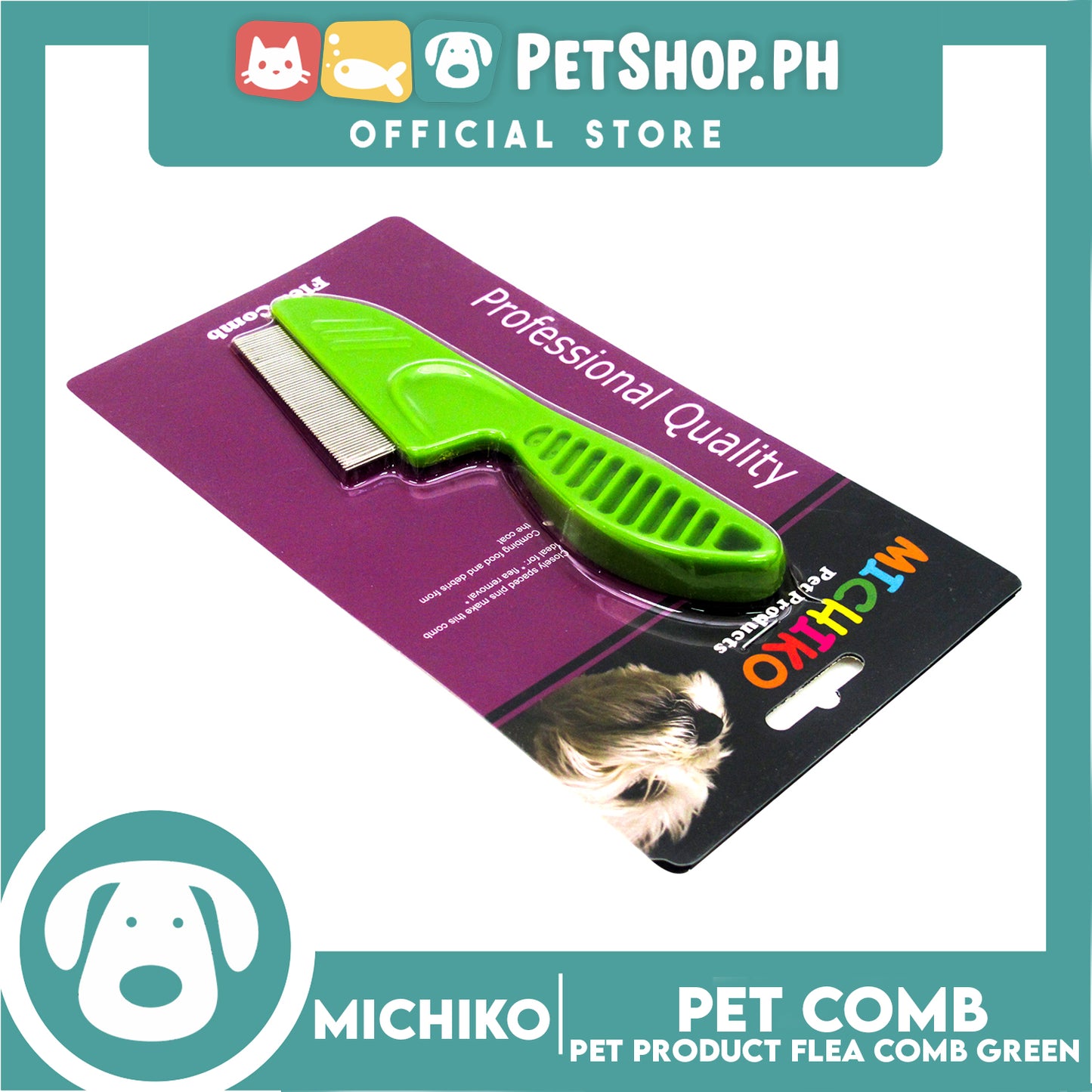 Michiko Flea Pet Comb (Green)