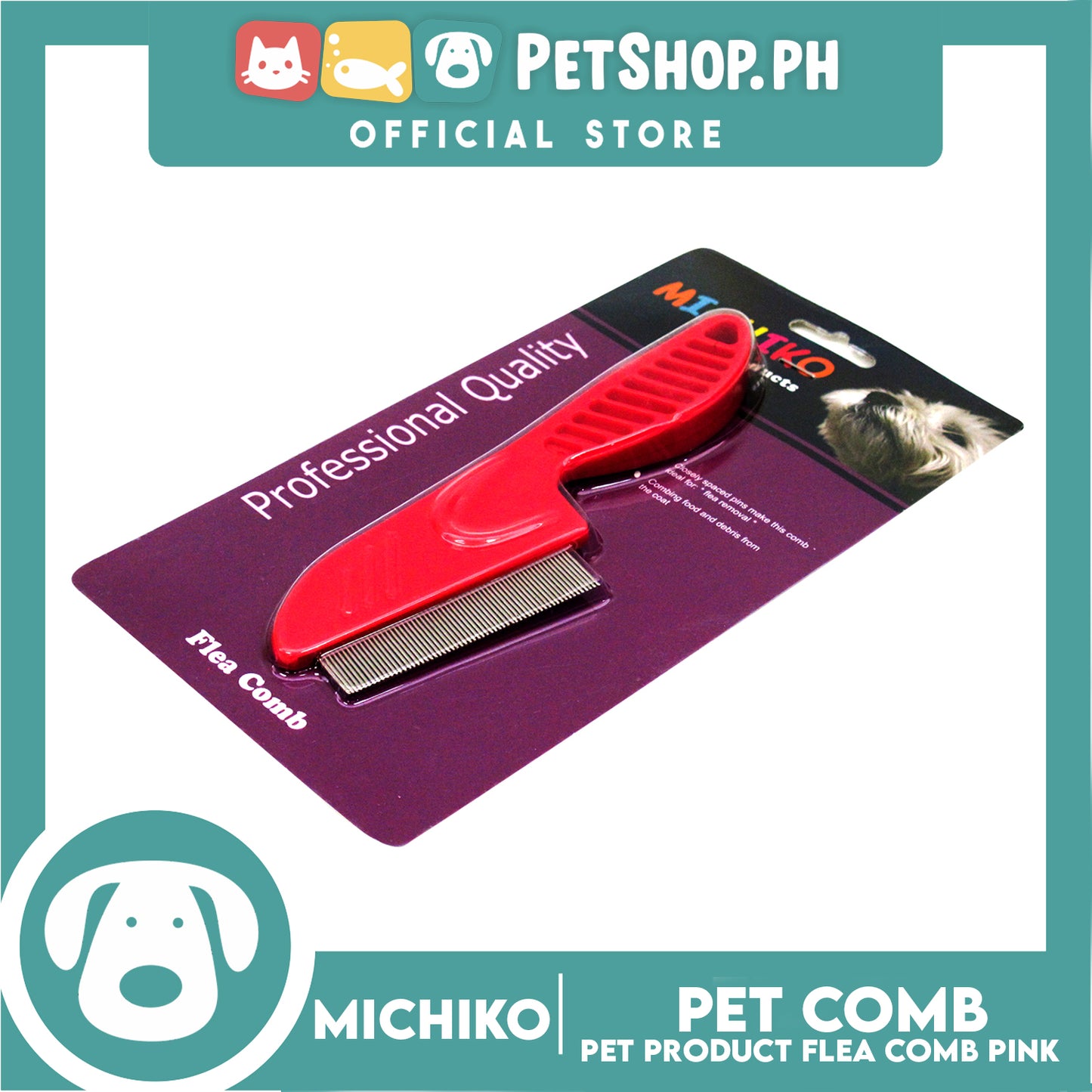 Michiko Flea Pet Comb (Pink)