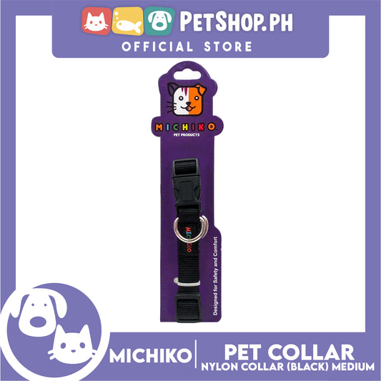 Michiko Nylon Collar Black (Medium) Pet Collar