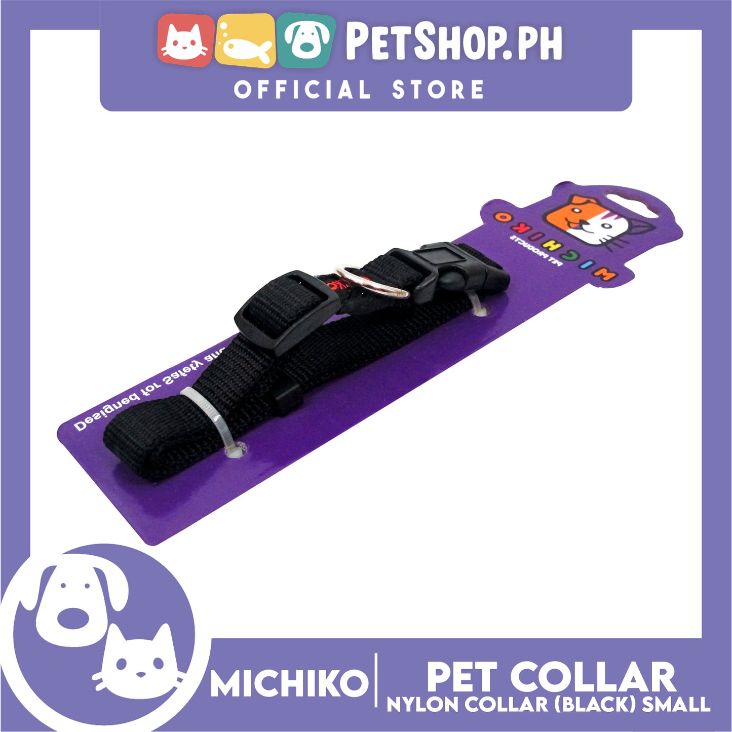 Michiko Nylon Collar Black (Small) Pet Collar