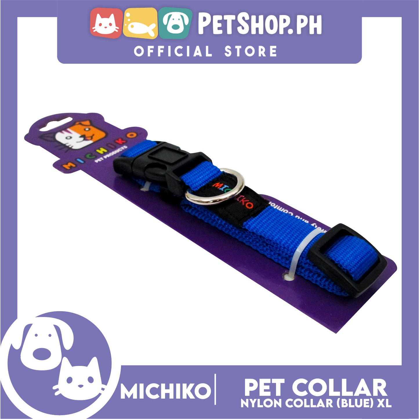 Michiko Nylon Collar Blue (Extra Large) Pet Collar