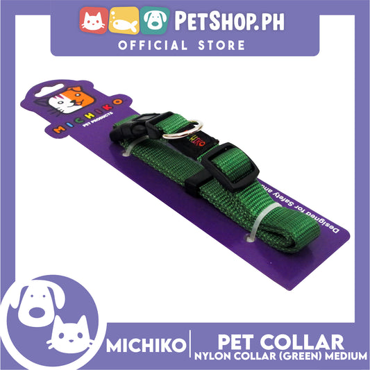 Michiko Nylon Collar Green (Medium) Pet Collar